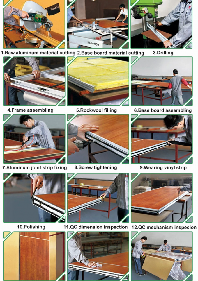 Modern Acoustic Operable Sound Proof Partitions Rockwool Infill 55 Kg/M3