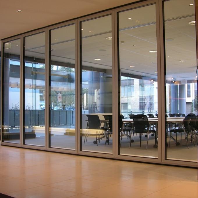 Folding Glass Movable Partition Wall Active Sliding Aluminium With Partition Belt Mobile Partition Wall For Lobby Aisle