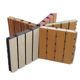 Soundproof Wooden Grooved Acoustic Panel For Cinema / Wood Wall Covering
