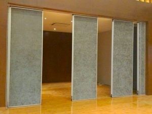 Interior Wooden Office Partition Walls / Sponge Fabric Surface Sliding Acoustic Room Divider