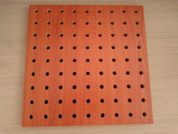 Polyester Fiber Rock Wool Perforated Wood Acoustic Panels For Cinema / Museum