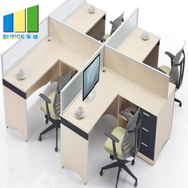 Melamine Finish Board Staff Workstation Office Furniture L Shaped 5 Years Warranty