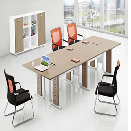 Luxury Solid Wood Veneer Office Conference Table Scratch Resistant
