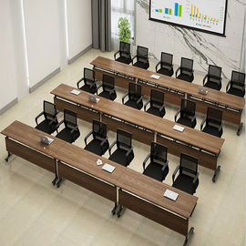Wooden Classroom Training Room Desks / Foldable Conference Table Tops With Wheels