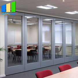 Wood Movable Partition Walls With Tempered Glass For Conference Room