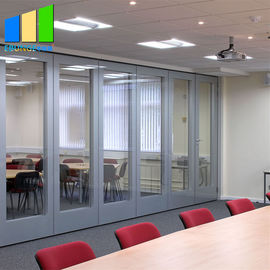 Wood Movable Partition Walls With Tempered Glass For Conference Room