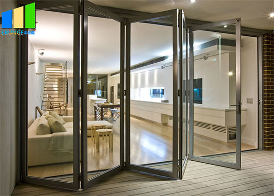 Balcony Horizontal Folding Door Decorative Aluminum Frame Glass Bifold Door