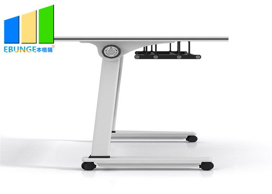 Mobile Foldable Office Desk Folding School Training Room Table With Storage Layer