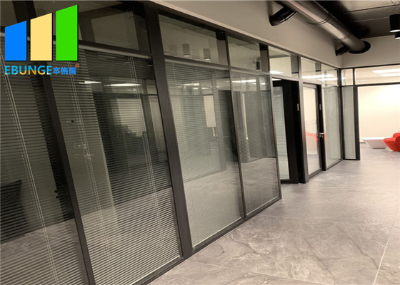 Interior Soundproof Office Aluminum Glass Partition Wall With Shutter