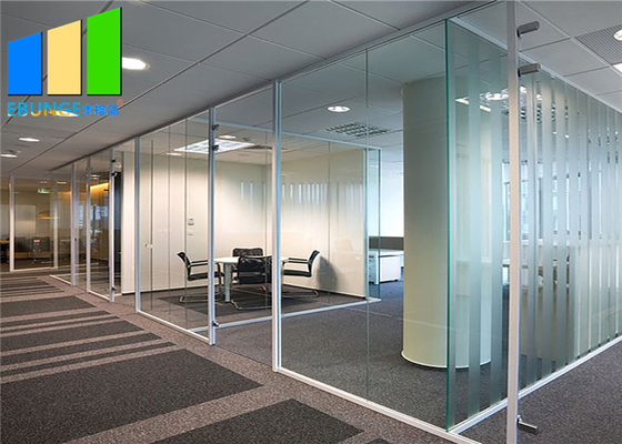 12MM Office Tempered Glass Partition Clear Glass Aluminum Frame Partition Wall