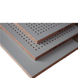 Perforated Wood Polyester Fiber Acoustic Wall Panel Fire Retardant Melamine Finished