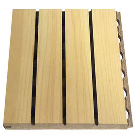 Indoor Veneer Finish Wooden Grooved Acoustic Panel Fire Retardant
