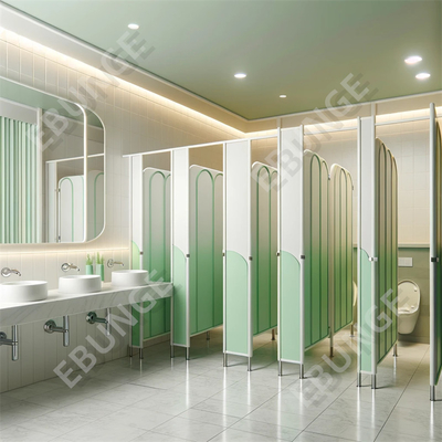 Scratch Resistant and Easy to Clean 1/2 Inch 1950mm Toilet Partition Wall with Hinged Door