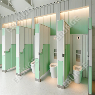 Scratch Resistant and Easy to Clean 1/2 Inch 1950mm Toilet Partition Wall with Hinged Door