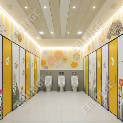 Modern Public Toilet Cubicle with Hinged Doors and Easy Installation