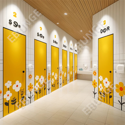 Modern Public Toilet Cubicle with Hinged Doors and Easy Installation