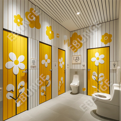 Modern Public Toilet Cubicle with Hinged Doors and Easy Installation