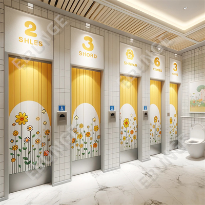 Modern Public Toilet Cubicle with Hinged Doors and Easy Installation