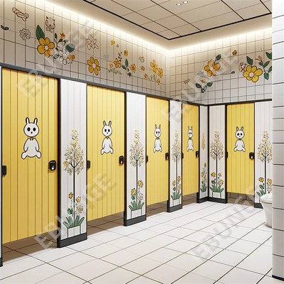Modern Public Toilet Cubicle with Hinged Doors and Easy Installation