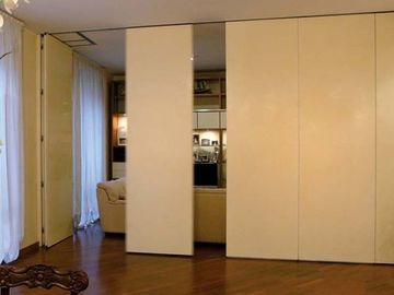 Movable Acoustic Soundproof Office Partition Folding Wood Doors 65 MM Thickness