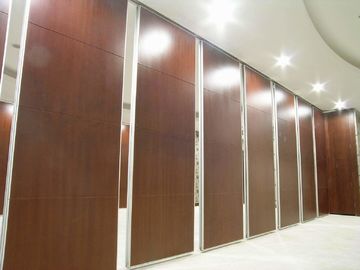 Hard Cover Leather Surface Wood Operable Partition Walls Aluminium Track Wheel Hanging System