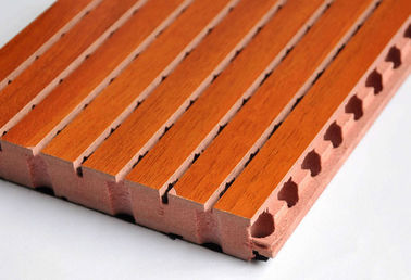 Soundproof Wooden Grooved Acoustic Panel For Cinema / Wood Wall Covering