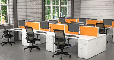 Elegant Wooden Office Partition Walls 6 Staff Office Workstation Desk