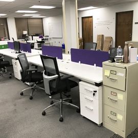 Fashion Office Desk Partitions With Cabinets Veneer Finish Anti - Scratch