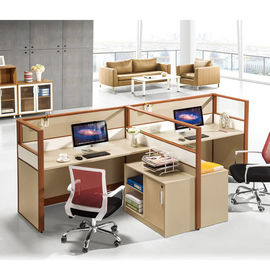 Custom Office Furniture Partitions With Storage Cabinet , 4 Person Workstation Desk