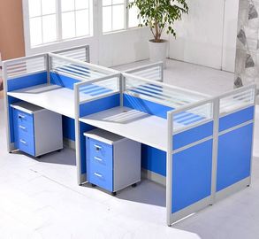 Custom Office Furniture Partitions With Storage Cabinet , 4 Person Workstation Desk