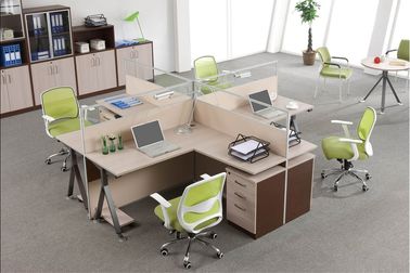 Custom Office Furniture Partitions With Storage Cabinet , 4 Person Workstation Desk