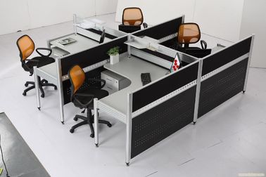 Commercial Office Furniture Partitions For Four People / Wood Computer Desks Office Cabin Partition