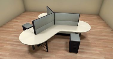 Modern Wooden Material Office Furniture Partitions For 3 Person OEM Service
