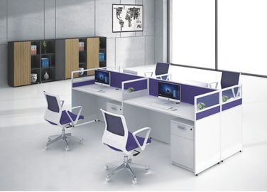 Multi Color Office Furniture Partitions  , Frosted Glass And Metal Board Desk Open 4 Person Office Workstation