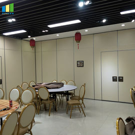 Convenient Leather MDF Fabric Banquet hall Folding Partition Walls Movable On Wheels Push And Pull