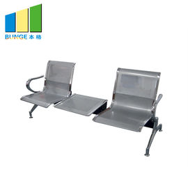 Hospital / Office Public Waiting Chair 3 Seater Stainless Steel Leg PU Leather
