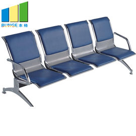 Hospital / Office Public Waiting Chair 3 Seater Stainless Steel Leg PU Leather