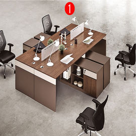 Four Person Workstation Office Furniture Partitions / Aluminum Office Table Cubicle With Side Extension