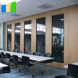 Glass Wood Sliding Partition Walls Room Divider With Aluminum Frame