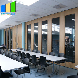 Glass Wood Sliding Partition Walls Room Divider With Aluminum Frame