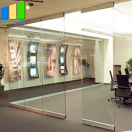 Collapsible Movable Partition Walls / Clamp Frameless Glass Partition Wall For Conference Center