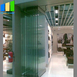 Collapsible Office Folding Partition Walls Glass Folding Door 12mm Frameless Operable Glass Partition System