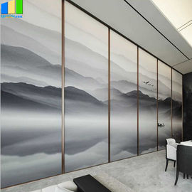 Decorative Landscape Painting Movable Wooden Acoustic Fabric Panels Divider