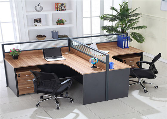 Modern Type MFC Panel Mesh Office Chair With Wheels Cubicle Office Table 4 Seater Office Workstation