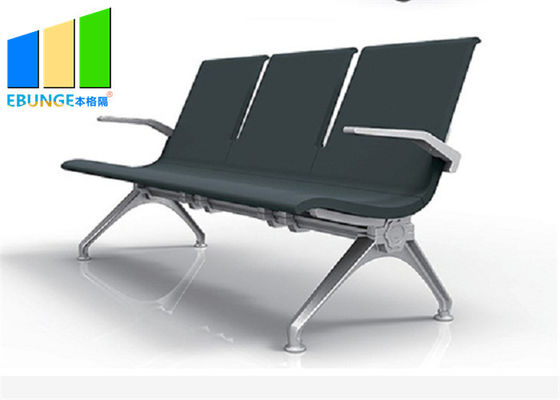 Blue Aluminum Alloy PU Leather 5 Seaters Bank Airport Waiting Chairs