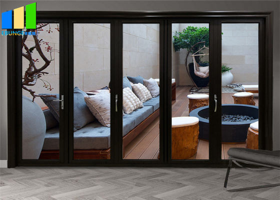 Exterior Accordion Patio Black Aluminum Frame Glass Bifold Doors