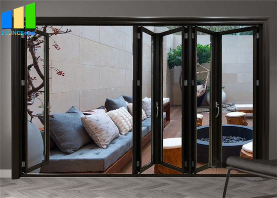 Exterior Accordion Patio Black Aluminum Frame Glass Bifold Doors