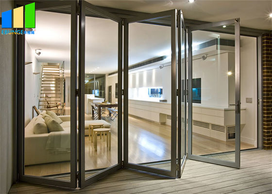 Balcony Horizontal Folding Door Decorative Aluminum Frame Glass Bifold Door