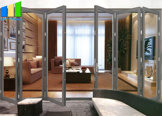 Balcony Horizontal Folding Door Decorative Aluminum Frame Glass Bifold Door