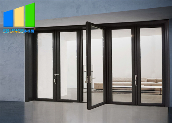 Aluminum Folding Door Double Tempered Glass Accordion Door For Veranda